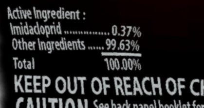 Pesticide label with imidacloprid